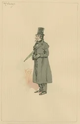 M. Vholes, vers les années 1920 (stylo et encre avec aquarelle sur papier)